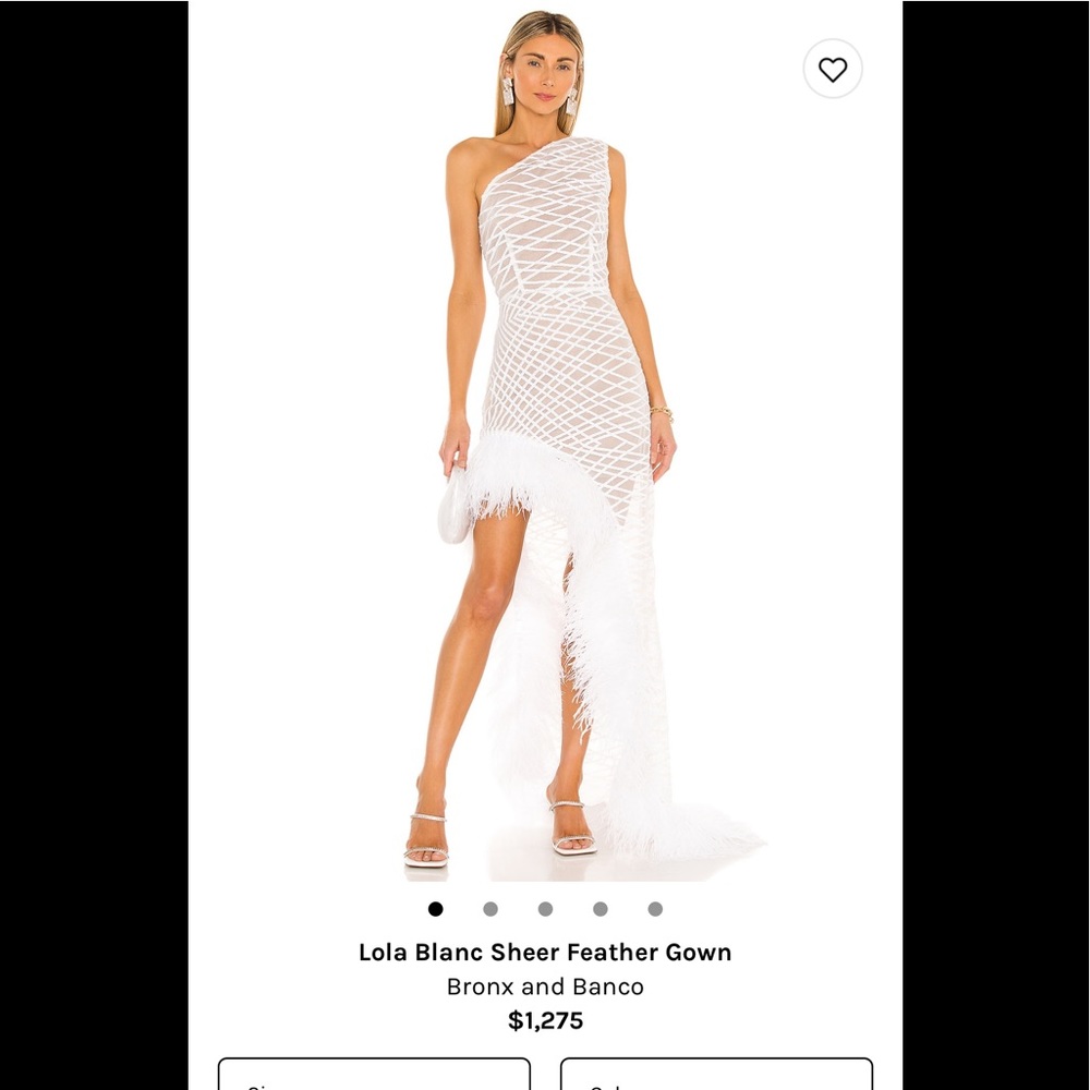 BRAND NEW Bronx and Banco Lola Blanc Sheer Feather Gown